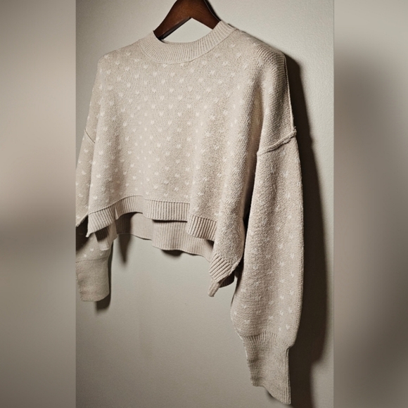 Free People Easy Street knit Crop Sweater In Oatmeal Boho/Neutral S,M,L - Picture 7 of 12